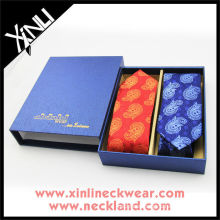 Blue Paper with Gold Stamping Logo Gift Set Tie in 2 PCS